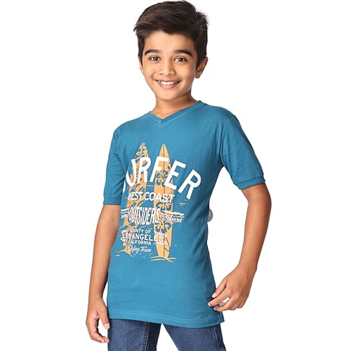 Image of TotzTouch Kids | Teen Boys Tshirt | Tee Shirt | t Shirt Premium Cotton Polo Style Rib Cuff V Neck Graphic Printed Half Sleeve Pack of 1
