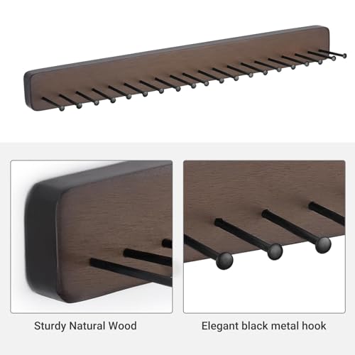 Mkono Tie Rack Wall Mounted Belt Hanger Holder Rustic Wood Tie Organizer For Men Closet Max Up 20 Storage For Ties Belts Scarf thumb #4