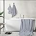 POLYTE Oversize, 60 x 30 in., Quick Dry Lint Free Microfiber Bath Towel Set, 6 Piece (Gray)