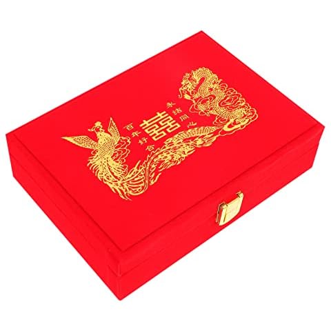 Antique Wood Dragon Phoenix Jewelry Organizer Cover