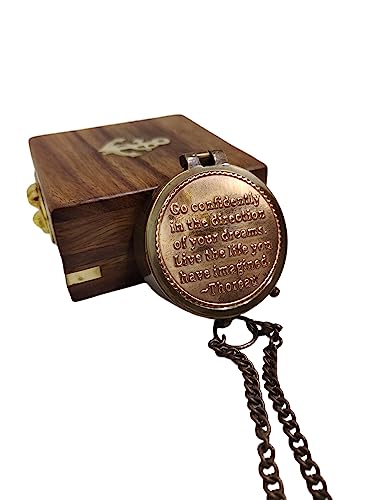 Brújula Nautical de Latón con Estuche de Madera y Tapa de Cobre miniatura 3