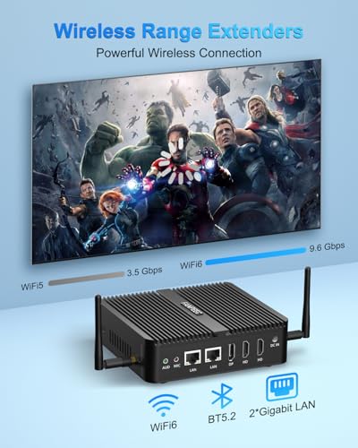 Image of FANPEEC Fanless Mini PC N100 8GB DDR4 128GB MSATA SSD, Industrial PC Win11 Pro /Linux, 4K Triple Display, 2xLAN, 4xUSB, WiFi6 BT5.2, TPM2.0, Power On Auto, Fanless Computer for Business /Home Sever
