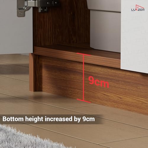 Image of Lukzer 4-Layer Engineered Wood Bookshelf with Door | Multipurpose Storage Cabinet for Home, Office, Library | (Oak Brown /MR-020 /178 x 60 x 30 cm) DIY Assembly with Detachable Components