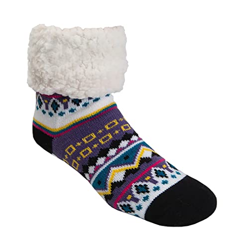 Image of Pudus Cozy Winter Slipper Socks Women & Men w Non-Slip Grippers Faux Fur Sherpa