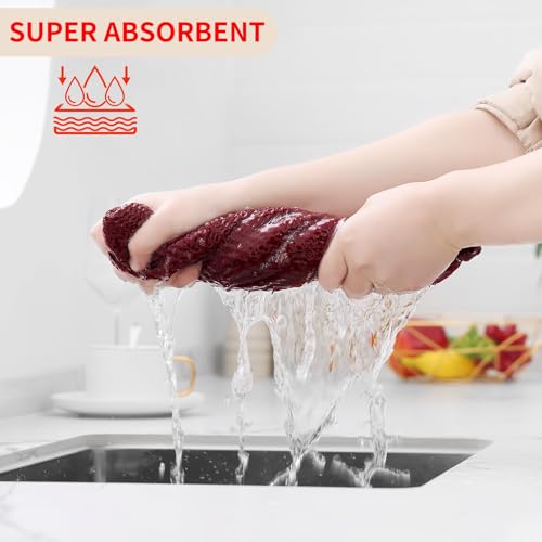 Image of Homaxy 100% Cotton Waffle Weave Kitchen Dish Cloths, Ultra Soft Absorbent Quick Drying Dish Towels, 12 x 12 Inches, 18-Pack, Burgundy