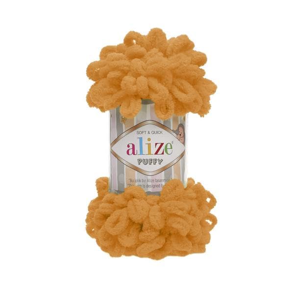 Alize Puffy Baby Big Loop Blanket Yarn 100% Micropolyester Soft Wool Each Ball 100g 9m - 336 Orange