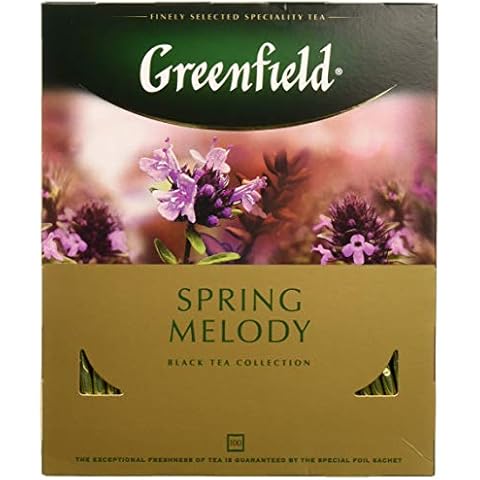 Greenfield Spring Melody Herbal Tea Collection Finely Selected Speciality Tea 100 Double Chamber Teabags With Tags in Foil Sachets Cover