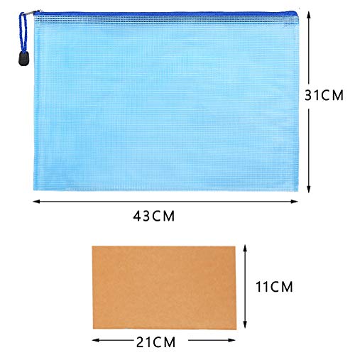 image for Pimoys 10 Pack A3 Mesh Zipper Pouch Document with 1piece Kraft Paper N
