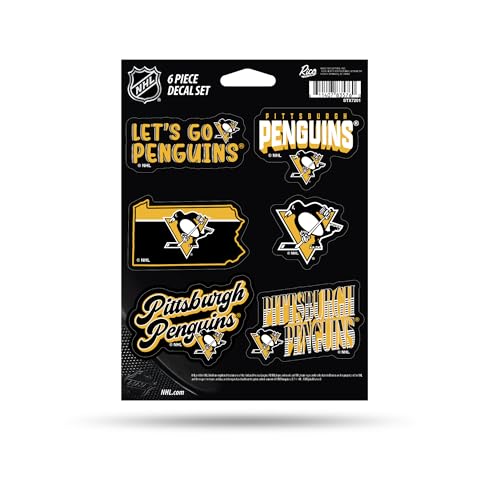 Rico Industries NHL Hockey Pittsburgh Penguins 6-Piece Decal Set
