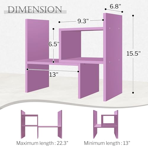 Image of Jerry & Maggie Desktop Organizer Office Storage Rack Adjustable Wood Display Shelf Birthday Gifts Toy Home Decor Free Style Rotation Display True Natural Stand Shelf (Violet)