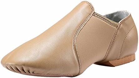 Dynadans Leather Upper Slip-on Jazz Dance Shoe for Women Men's Dance Shoes Brown 8.5M