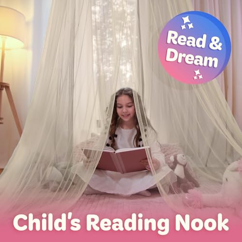 Bollepo Yellow Bed Canopy for Girls with Glowing Stars - Princess Yellow Baby Canopy for Bed, Netting Room Decor, Ceiling Tent, Canopy | Single, Twin, Full, Queen Size Kids Bed