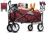 MacSports - Carrito de playa plegable de alta resistencia, carro (vino/gris)