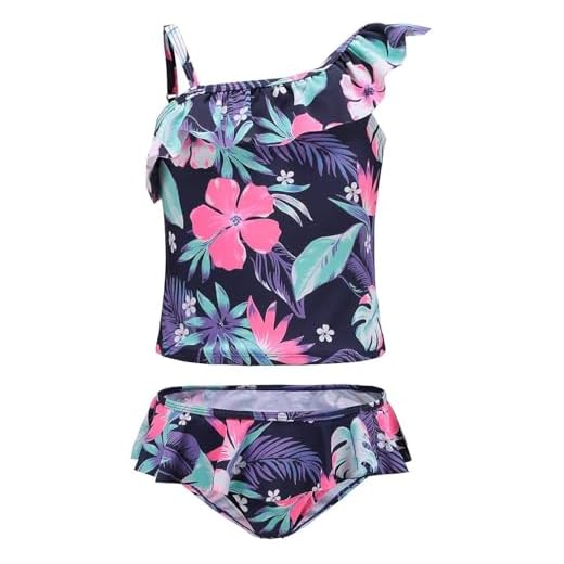 Moon Tree Großes Mädchen Geteilter Badeanzug Rüschen Hawaiian Badeanzug Strand Lila 11-12 Jahre Alt/152