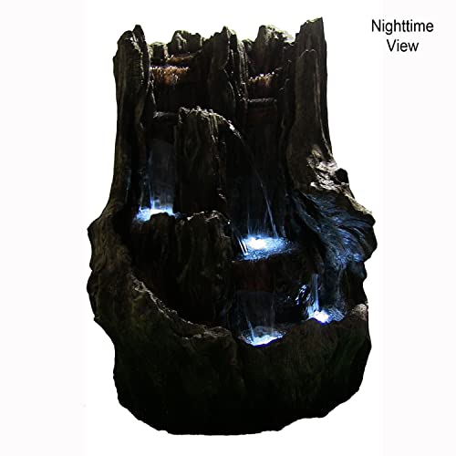 Cascading Mountain Falls Outdoor Water Fountain With Led Lights, 53 Inch Tall #TOP4