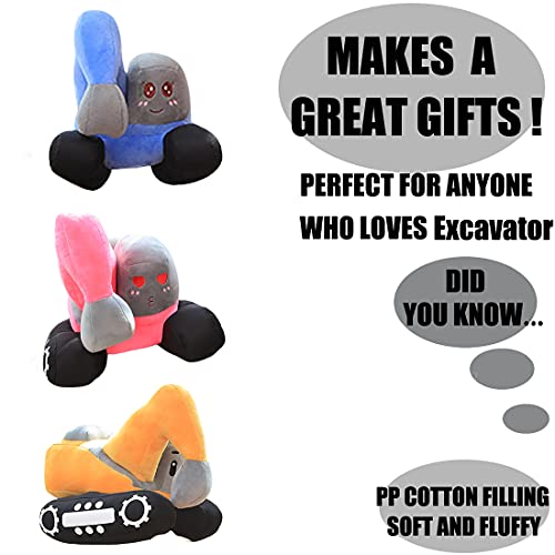 Elainren Excavator Plush Simulation Truck Car Cute Cartoon Excavator Toy Truck Throw Pillow Stuffed Construction Truck Cushion Plushie Excavator Car Dolls Gifts (Only For Age 14+) #TOP3