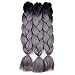 BACANA Ombre Braiding Hair 3 Packs (Black/Dark Grey) Synthetic Jumbo Braiding Hair Extension For Box Braids Hair Crochet Braids Twist 24 Inch