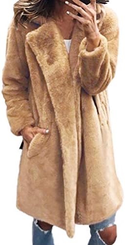 VEZAD Store Womens Warm Faux Fur Coat Jacket Fashion Padded Oversized Outerwear Khaki