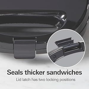 Hamilton Beach Electric Sealed Sandwich Maker Grill with PFAS-Free Nonstick Plates, Makes Stuffed French Toast, Omelets, Compact & Easy to Store, Black (25430G) Hamilton Beach Electric Sealed Sandwich Maker Grill with PFAS Free Nonstick Plates Makes Stuffed French Toast Omelets Compact Easy to Store Black 25430G