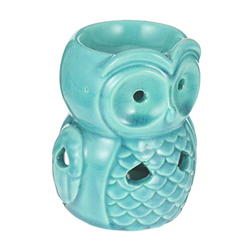 Brûleur de parfum design compact hibou bleu, grand diffuseur d'arômes céramique
