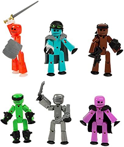 Zing Stikbot Off The Grid Pack - Set of 6 Poseable Action Figures with Weapons and Accessories, Includes Striker, Clint, Pixel, Raptus, Shift and Regalius, Stop Motion Animation, for Ages 4 and Up