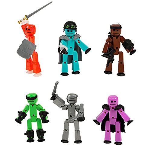 Zing Stikbot Off The Grid Pack – Set of 6 Poseable Action Figures with Weapons and Accessories, Includes Striker, Clint, Pixel, Raptus, Shift and Regalius, Stop Motion Animation, for Ages 4 and Up