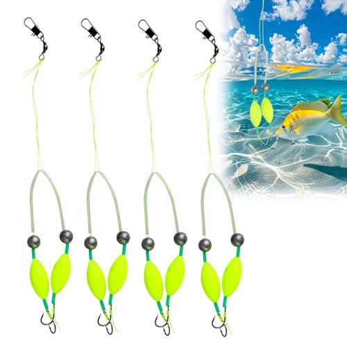 4 Pezzi Double Hook Reverse Bottom Rig, Ami da Pesca Doppio Inverso per Carpa, Set di Ami Anti Groviglio con Hair Rigs, Attrezzatura da Pesca per Principianti e Professionisti