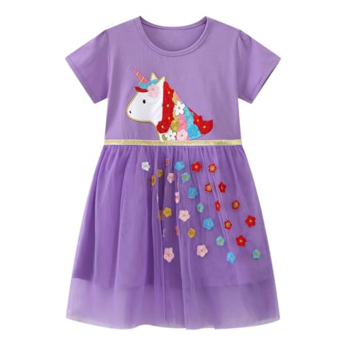Image of Toddler Girls Tutu Dresses Cute Casual Short Sleeve Dress for Summer Daily Home School Party 2-8T