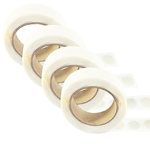 Coobey 1000 Pieces Balloons Double-Side Adhesive Tape Points Stickers for Party, Wedding, Balloons, 4 Rolls (250 Pieces Each Rolls)