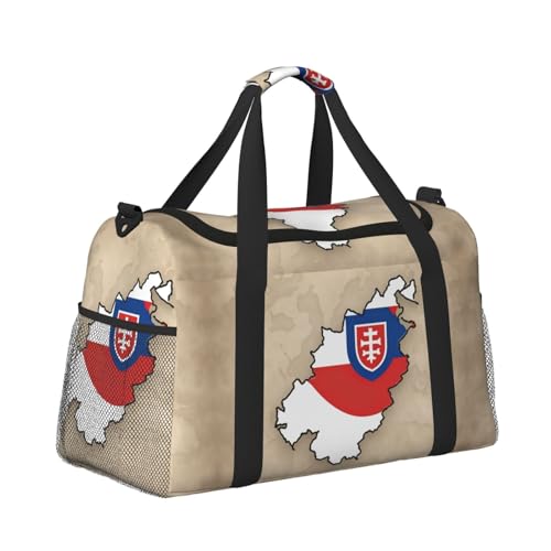 Slovakia flag map02 print Travel Duffle Bag Gym Bag for Women,Puffer Tote Bag,Weekender Overnight Bag Organizer3