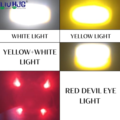 Image of LIU HJG Ultra Bright Led Mini Laser Cannon Fog Light Waterproof & Dustproof Power 90W 12V DC Power Yellow White & Red Devil Eye Light Reflection Universal fit for All Bikes & Car Models (Pack of 2)