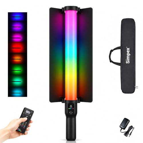 Image of Simpex LS500R RGB LED Photography Light Stick | Rechargeable Video Light with 360 Full Color RGB, 2700K-7500K Bi-Color, CRI 96+, 15 FX Effects, Music Sync Mode for YouTube, Vlogging, Photography