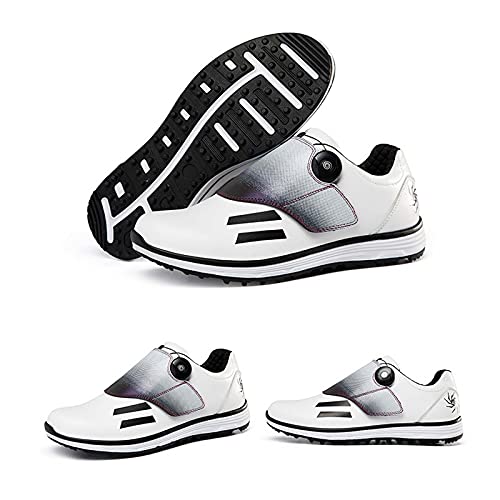Shhyy-Zapatos-de-Golf-para-HombresLigeros-Impermeables-Men-Golf-Shoe-Calzado-de-Golf-Antideslizantes-Transpirables-para-cancha-de-Entrenamiento-de-Golf-para-Exteriores-e-Interiores-Blanco42