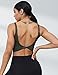 LUYAA Padded Sports Bra for Women Backless Workout Crop Athletic Tops with Built in Bra Strappy Sports Bra Long Line Dark Green XL
