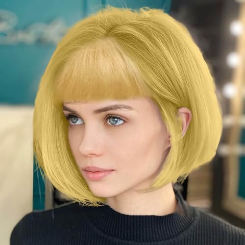 Bob Wigs, 11.8 Inch Heat-Resistant Resilient Fiber Hair Versatile Adjustable Intranet Short Wigs,Glueless Easy to Wear Easy to Maintain Wig Cap for Woman Bachelorette Party Halloween Rave - image 5