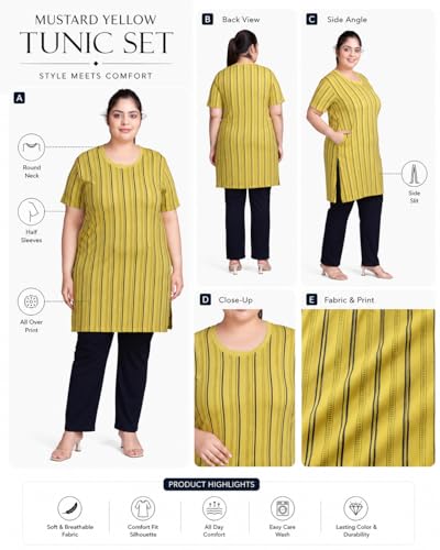 Image of In Love Women's All-Over Printed Cotton Plus Size Longline T-Shirt with Pockets