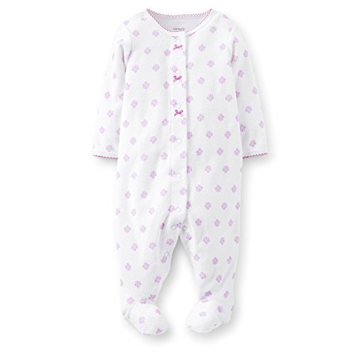 Image of Carter's Baby Girls' Floral Terry Footie, 9 Months, Purple