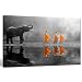 sechars - Elephant Wall Art,Human at Peace with Nature,Monk in Yellow Frock Alms Round Zen Painting Pictures for Home Wall Decoration,Framed Canvas Artwork Ready to Hang