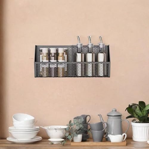 Image of Wall Hanging Baskets Wall Mounted Multiuse for Living Room 28.8x11x13.5cm Black