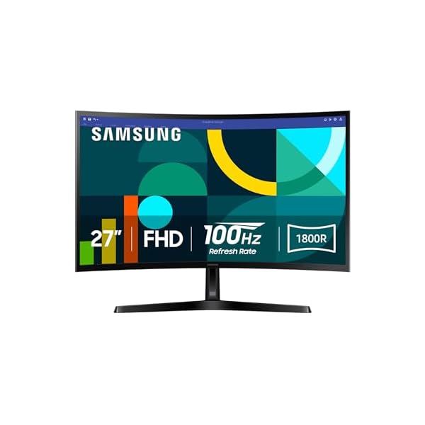 SAMSUNG 27" Essential S3 (S36GD) Series FHD 1800R Curved Computer Monitor, 100Hz, Game Mode, Advanced Eye Comfort, HDMI and D-sub Ports, LS27D366GANXZA, 2024