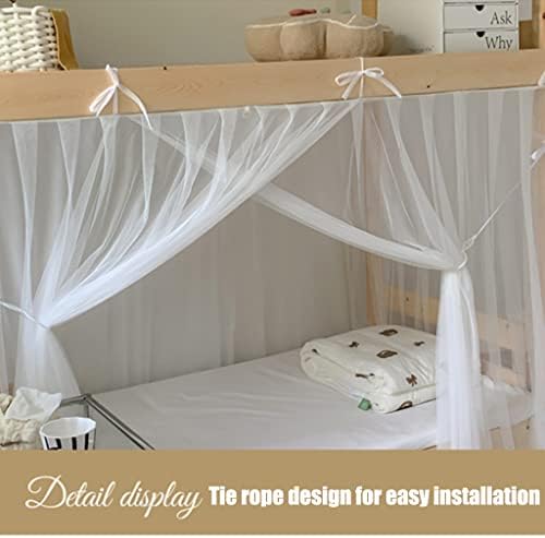 4 Corner Post Students Dorm Bunk Mosquito Net Bed Canopy Netting Students Bed Curtains for Student Dormitory School College (Coffee, Twin XL)