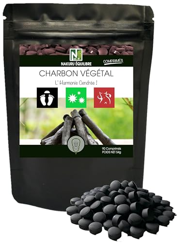 NAKURU - NAKURU | Charbon Végétal | Gamme Équilibre | Fabriqué en France | "L'Harmonie Cendrée !" (90 Comprimés de 600mg / Poids Net: 54g)