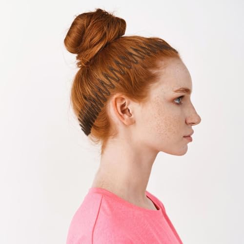 4 Stück Voll Kreisförmig Stretch Kamm Flexibler Kunststoff Stretch Haarkamm Circle Dehnbarer Kamm Stirnband Haarbandhalter Elastische Kamms Stretchkamm für Mädchen Frauen-Schwarz/Braun