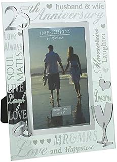 Juliana Silver 25th Wedding Anniversary Mirrored Photo Frame