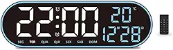 Relógio Digital Parede LED Digital Grande com Data e Termômetro - Preto