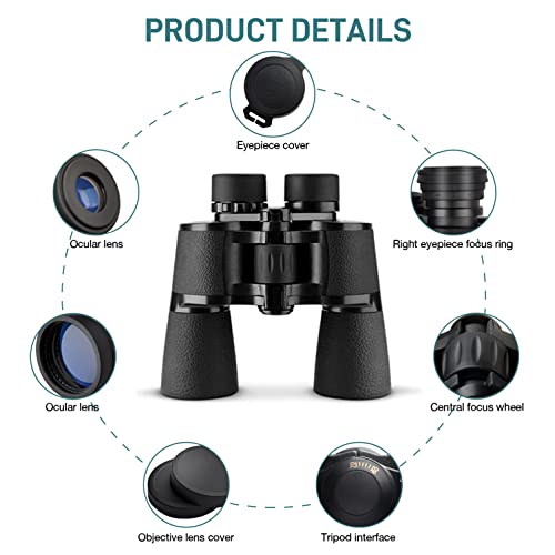 Binoculars 20X50 For Adults,Waterproof/Professional Binoculars Durable & Clear Bak4 Prism Fmc Lens,Suitable For Outdoor Sports, Concert And Bird Watching #TOP1