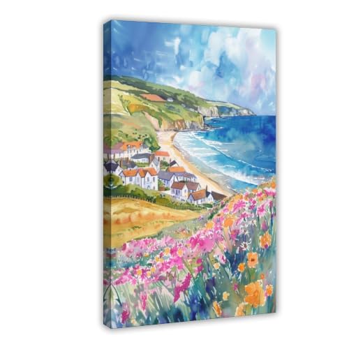 Toile Woollacombe Angleterre affiche art premium pour chambre