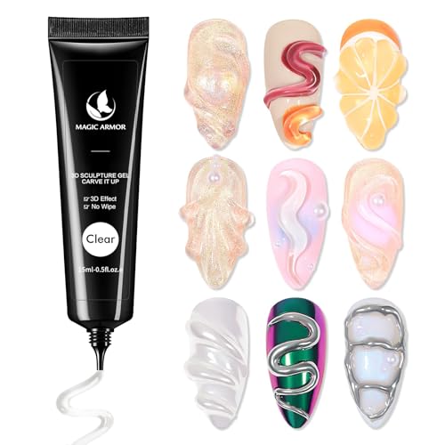 15g 3D Gel Sculpting Nail Art Glue for Nail Designs DIY Craving Molding Gel for 3D Polish Painting Drawing Sculpture Decoration Manicure Clear