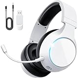 YPBDAN ゲーミングヘッドセット ワイヤレス 2.4G/Bluetooth5.3/有線 3WAY接続 無線 ヘッドセット マイク付き ＜20ms超低遅延 音画同期 7.1ステレオサウンド 重低音強化 ノイズキャンセリング 60H連続再生 ヘッドホン PS5 PS4 PC Switch スマホ Xbox対応 (ホワイト)