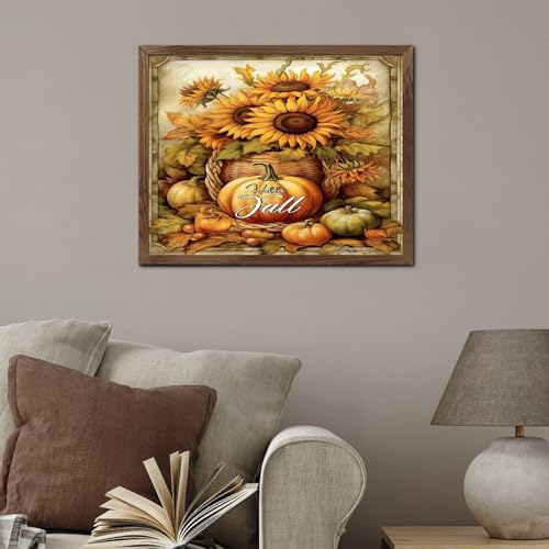 Panneau bois rétro Hello Fall déco murale citrouille 40x50 cm - 4